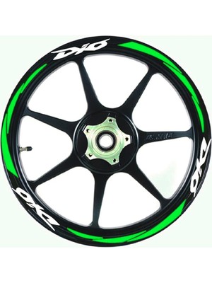 Yeni Özel  Motosiklet Jant Şeridi Yeşil Reflektifli Dio Uyumlu Yazılı Sağ-Sol/ön-Arka