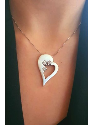 Zirkon taş detaylı gümüş tasarım kolye