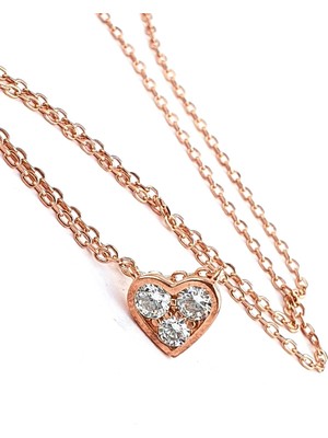 Swarovski Taşlı 925ayar Gümüş Rose Tek Taş kolye