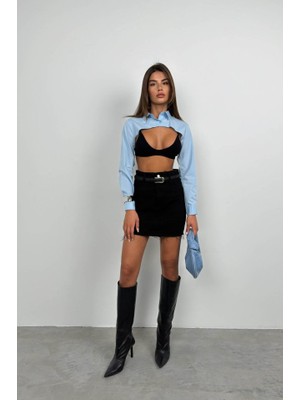 Oval Kesim Crop Gömlek