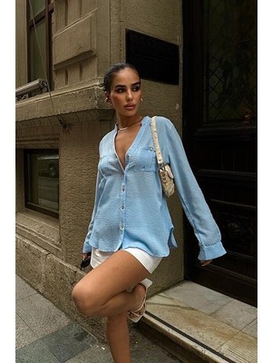 Poulina Flamlı Keten Gömlek 3257-08