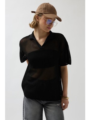 Polo Yaka Transparant-Shirt