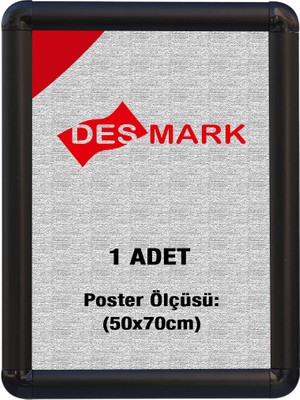 25 mm B2(50X70) Rondo Köşe Alüminyum Aç-Kapa Çerçeve – Poster Çerçevesi (Siyah Renk)