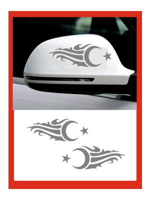 Ayna Ay-Yıldız Özel Yeni Sticker Sağ-Sol 2 Adet 20*7 cm