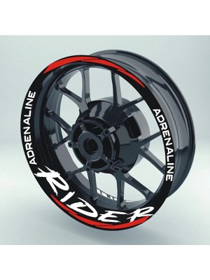 Yeni Özel  Motosiklet Jant Şeridi Rider R25 Beyaz Yazı Kırmızı Şerit Sağ-Sol/ön-Arka