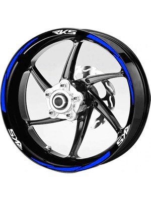 Yeni Özel  Motosiklet Jant Şeridi Rks Mavi Sağ-Sol/ön-Arka