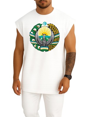Oversize Tashkent Emblem Of Uzbekistan Coat Of Arms Göğüs Tasarımlı Atlet