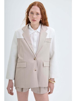 Quzu  Bej Kadın Blazer Ceket CKT00010