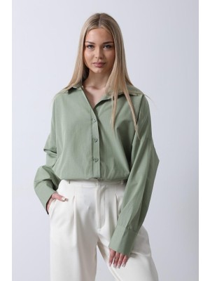 Geniş Manşet Detaylı Gömlek - Haki