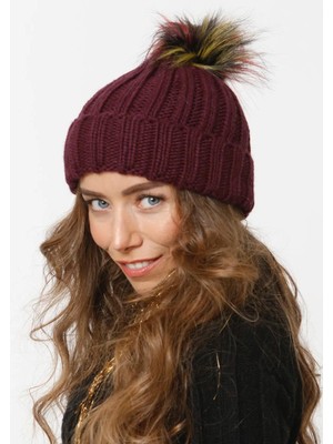 Wearflawless Kadın Bere Kışlık Yumuşak Akrilik Ponponlu Bere