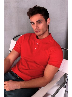 Erkek Slim Fit Pamuklu Yumuşak Doku Nefes Alan Kumaş Yakalı Tişört