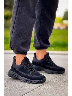 KB-707  Kuback  Siyah Süet Siyah Yüksek Taban Bağcıklı Günlük Erkek Ayakkabı