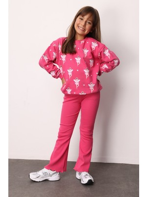 Fuşya Peri Kızı Baskılı Kız Çocuk Eşofman Takımı - Bonnie