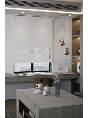 Lazer Kesim Mat Stor Perde, Lazer Kesimli Modern Serisi, M-3001 Beyaz Renk