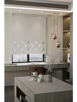 Lazer Kesim Mat Stor Perde, Lazer Kesimli Modern Serisi, M-5001 Beyaz Renk