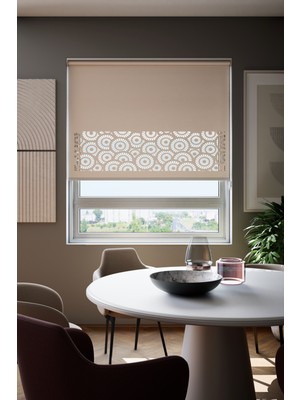 Lazer Kesim Mat Stor Perde, Lazer Kesimli Modern Serisi, M-201003 Açık Kahverengi Renk