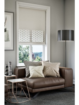 Lazer Kesim Mat Stor Perde, Lazer Kesimli Klasik Serisi, C-181002 Ekru Renk