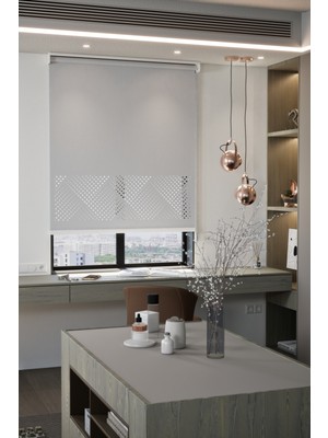 Lazer Kesim Mat Stor Perde, Lazer Kesimli Modern Serisi, M-3005 Gri Renk