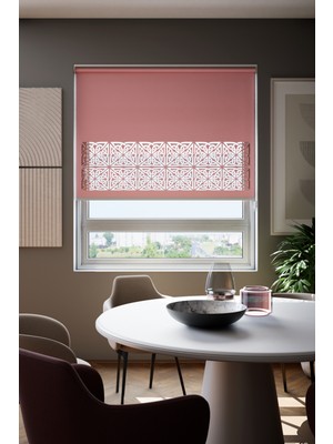 Lazer Kesim Mat Stor Perde, Lazer Kesimli Klasik Serisi, C-161006 Gül Kurusu Renk