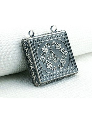 Osmanlı Tuğralı Kabi Muska 925 Ayar Gümüş Erkek Kolye Ucu