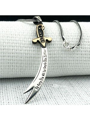 Zulfikar La Feta Illa Ali La Seyfe Illa 925 Ayar Gümüş Erkek Kolye