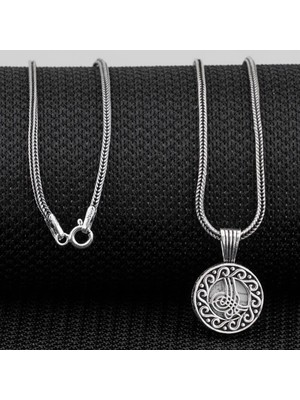 Tuğra  Osmanlı 925 Ayar Gümüş Erkek Kolye