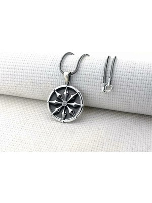 Sihirli Pusula Tasarımı Antik Roma Koleksyonu Tasarımı 925 Ayar Gümüş Erkek Kolye