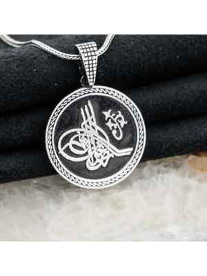 Osmanlı Tuğralı 925 Ayar Gümüş Erkek Kolye