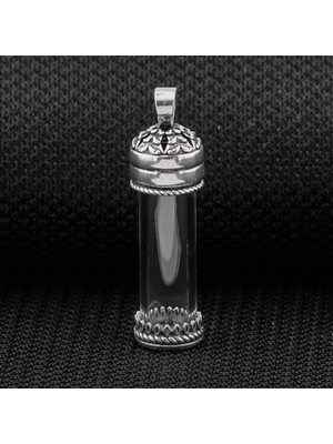 Cam Tüp Açılabilir Cevşen Dua Kabi 925 Ayar Gümüş Erkek Kolye