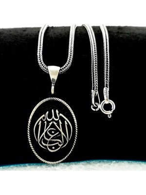 Kalın Zincirli La Galibe Illallah Allah Tan Başka Galip Yoktur 925 Ayar Gümüş Erkek Kolye