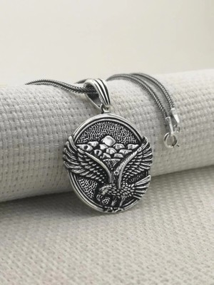 Büyük Kartal Tasarımlı  925 Ayar Gümüş Erkek Kolye