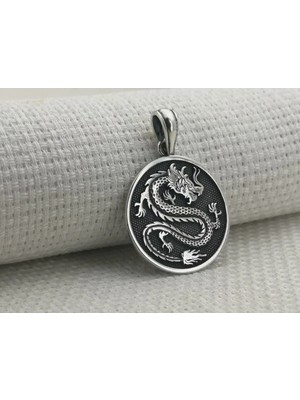 Ejderha Model  925 Ayar Gümüş Erkek Kolye Ucu