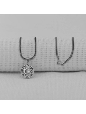 Ay Yıldız 925 Ayar Gümüş Erkek Kolye