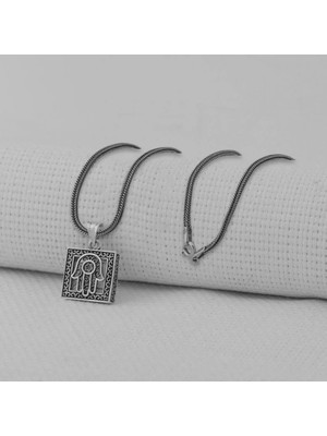 Fatma Ana Eli Kebir Dualı 925 Ayar Gümüş Erkek Kolye