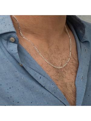 Figaro Zincir 4,2 mm 925 Ayar Gümüş Erkek Kolye