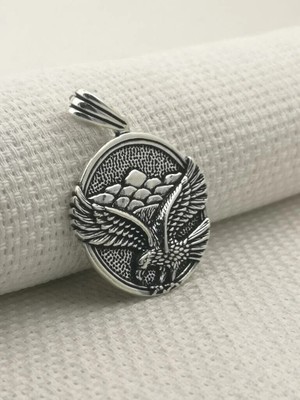 Büyük Kartal Tasarımlı  925 Ayar Gümüş Erkek Kolye Ucu