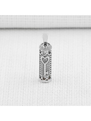 Kalp Anahtar Dualı Cevşen 925 Ayar Gümüş Erkek Kolye