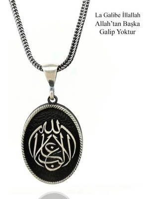 La Galibe Illallah Allah Tan Başka Galip Yoktur 925 Ayar Gümüş Erkek Kolye