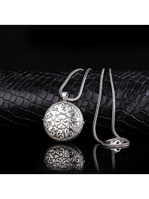 Otantik Açılabilir Oval Muska Kabi 925 Ayar Gümüş Erkek Kolye