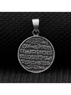 Nazar Dualı Ayetel Kürsi ve  925 Ayar Gümüş Erkek Kolye Ucu