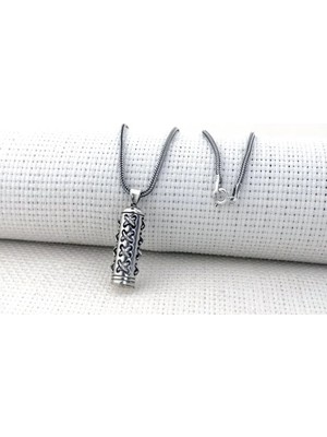 Dügüm Motifli Cevşeni Kebir 925 Ayar Gümüş Erkek  Kolye Ucu
