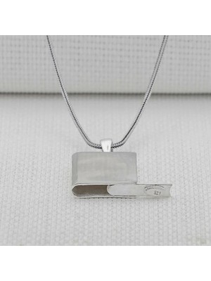 Dikdörtgen Tasarımlı Parlak Cevşen Muska Kabi 925 Ayar Gümüş Erkek Kolye