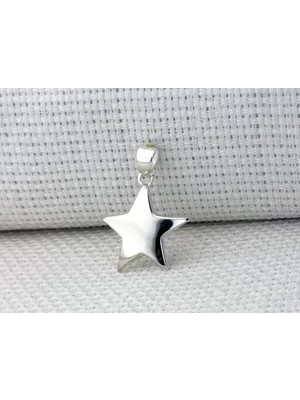 Parlak Yıldız Tasarımı 925 Ayar Gümüş Erkek Kolye Ucu