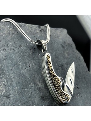 Bıcak 925 Ayar Gümüş Erkek Kolye