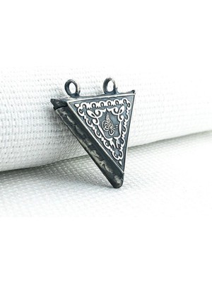 Osmanlı Tuğralı Üçgen Kabi Muska 925 Ayar Gümüş Erkek Kolye Ucu