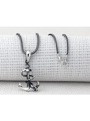 Denizci Çapa  Küçük Boy 925 Ayar Gümüş Erkek Kolye