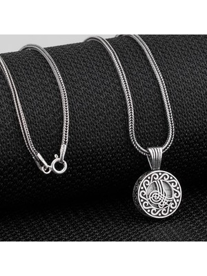 Tuğra  Osmanlı 925 Ayar Gümüş Erkek Kolye