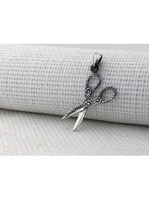 Makas Tasarımlı 925 Ayar Gümüş Erkek Kolye Ucu