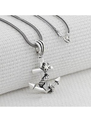 Çapa 925 Ayar Gümüş Erkek Kolye