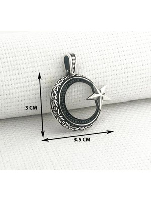 Ay Yıldızlı  925 Ayar Gümüş Erkek Kolye